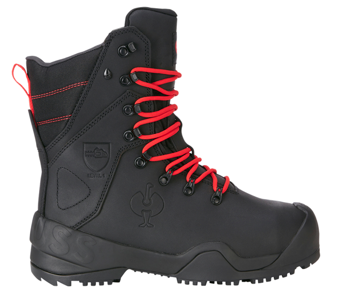 Main view, Safety Shoes, S6 Forestry safety boots e.s. Kufstein high, black/straussred