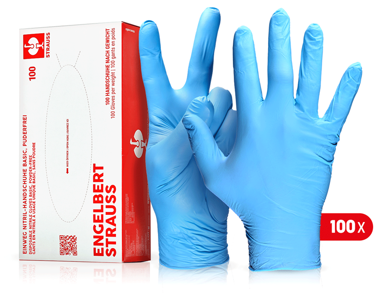 Main view, Gloves, Disposable nitrile gloves Basic, powder-free, blue