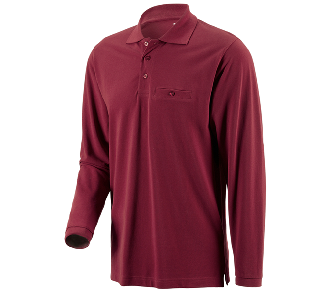 Main view, Long Sleeve T-Shirts, e.s. Long sleeve polo cotton Pocket, bordeaux