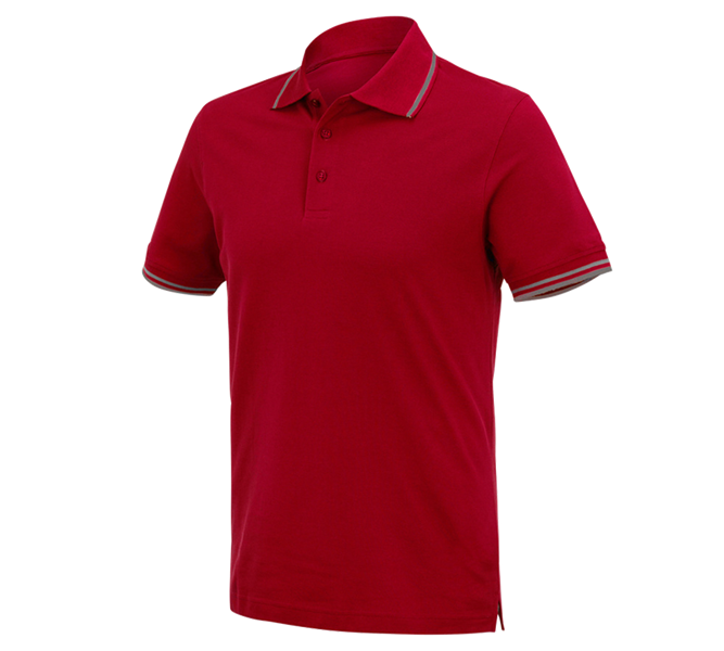 Main view, Men, e.s. Polo shirt cotton Deluxe Colour, fiery red/aluminium