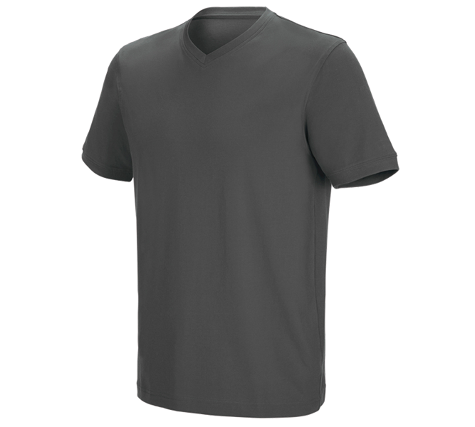 Main view, T-Shirts, e.s. T-shirt cotton stretch V-Neck, anthracite