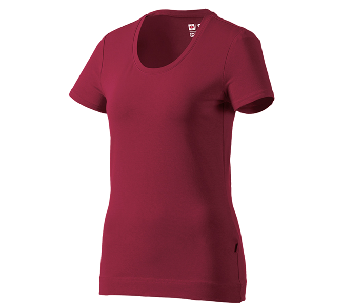 Main view, Shirts, Pullover & more, e.s. T-shirt cotton stretch, ladies', bordeaux