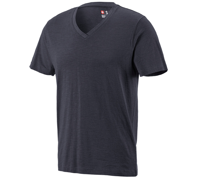 e.s. T-Shirt cotton slub V-Neck