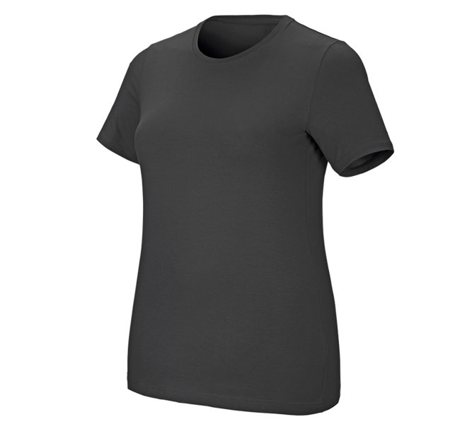 Main view, T-Shirts, e.s. T-shirt cotton stretch, ladies', plus fit, anthracite