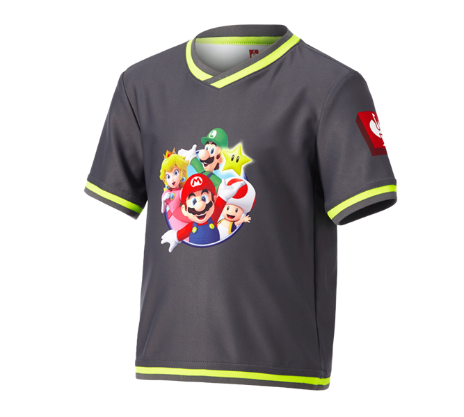 Main view, SUPER MARIO X STRAUSS, Super Mario functional T-shirt, children’s, anthracite