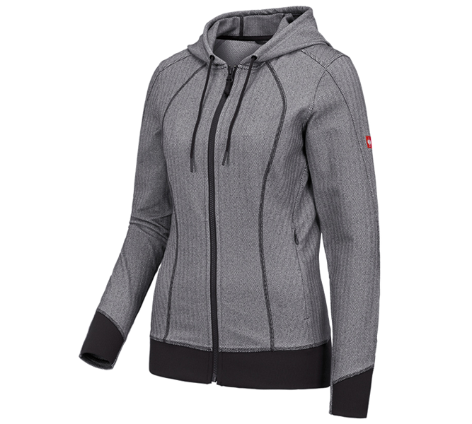 Main view, Work Jackets, e.s. Functional hooded jacket herringbone, ladies', black