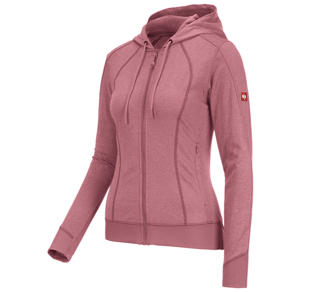 Main view, Fleece Jackets | Knitted Jackets, e.s. Functional hooded jacket stripe, ladies', antiquepink