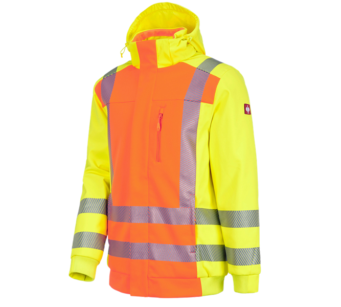 Main view, Winter Jackets, High-vis winter softshell jacket e.s.motion 2020, high-vis orange/high-vis yellow