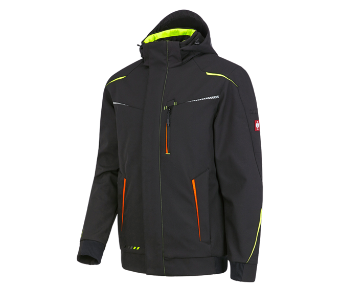 Main view, Men, Winter softshell jacket e.s.motion 2020, men's, black/high-vis yellow/high-vis orange