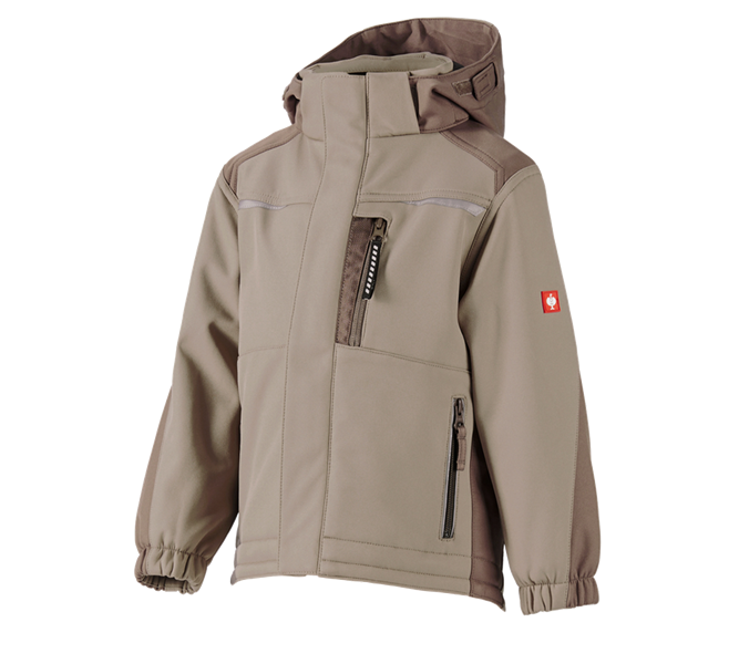 Main view, Softshell Jackets, Children's softshell jacket e.s.motion, clay/peat