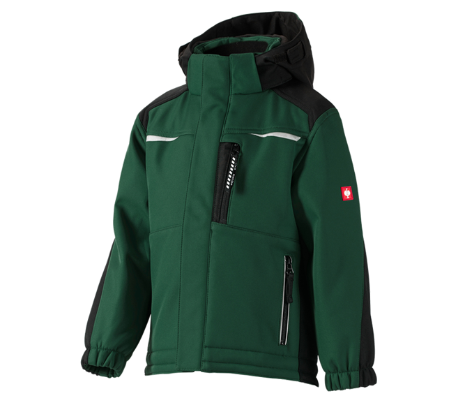 Main view, Cold, Children's softshell jacket e.s.motion, green/black