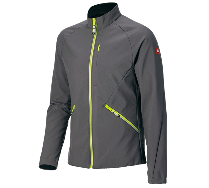 Main view, Clothing, Softshell jacket e.s.ambition, anthracite/high-vis yellow