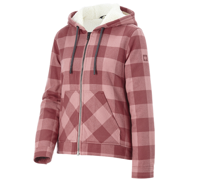 Main view, Overview of the e.s. collections, Check-hooded jacket e.s.iconic, ladies', quartz pink/oxidred