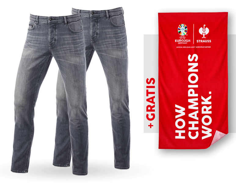 SÆT: 2x e.s. 5-pocket-stretch-jeans,slim+håndklæde