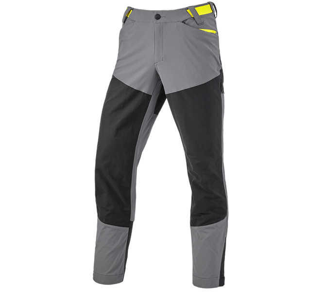 Main view, Work Trousers, Hybrid functional trousers e.s.trail, basaltgrey/acid yellow