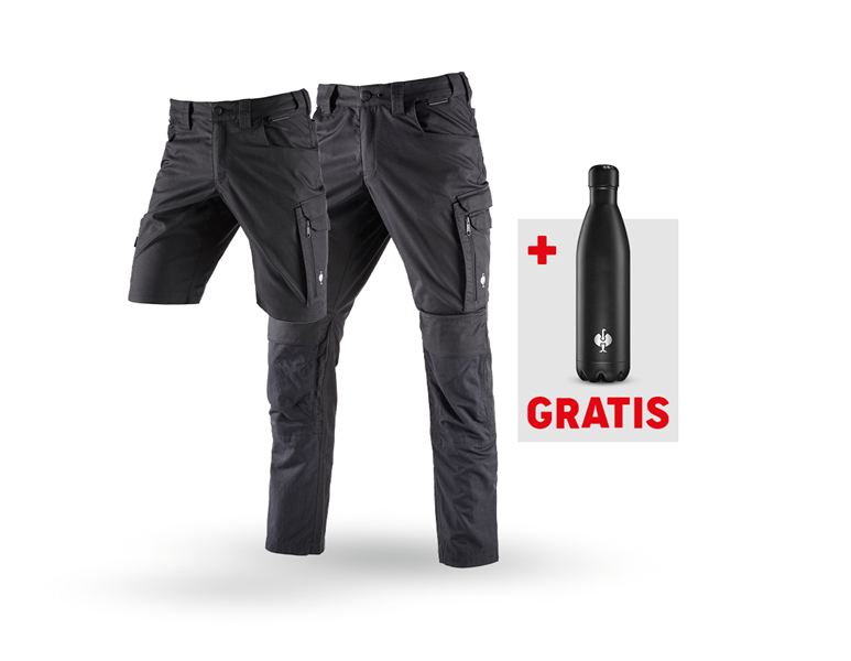 SÆT: Bukser+shorts e.s.concrete light+drikkeflaske