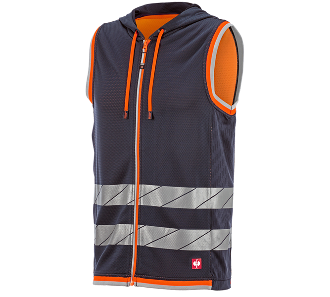 Main view, Body Warmer, Reflex functional bodywarmer e.s.ambition, navy/high-vis orange