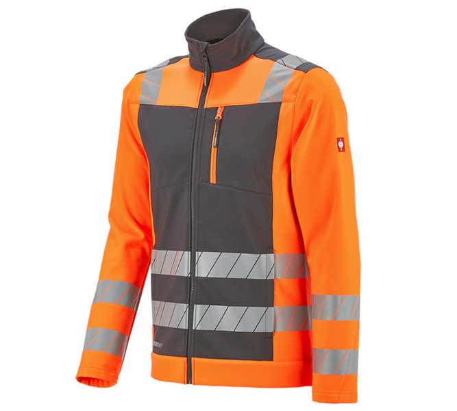 Main view, High-vis clothing, High-vis softshell jacket e.s.motion 24/7, anthracite/high-vis orange