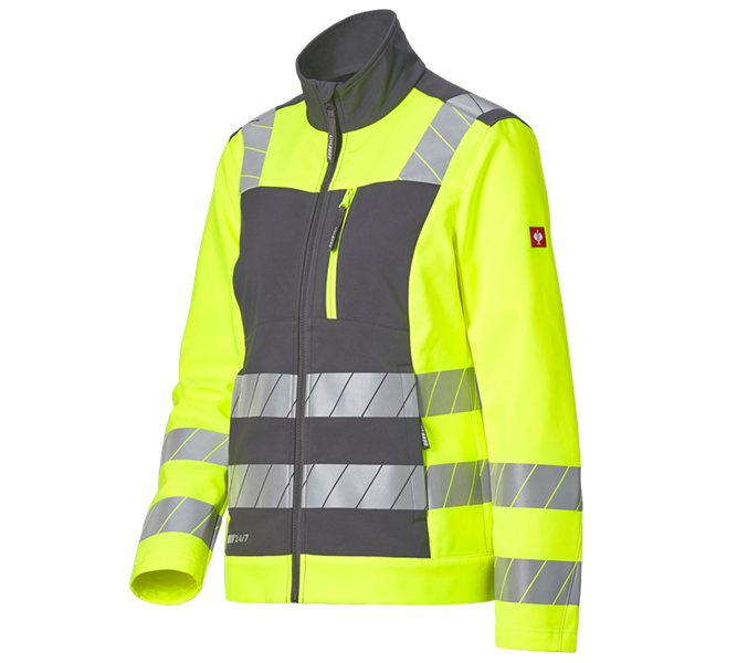 Main view, Work Jackets, High-vis softshell jacket e.s.motion 24/7, ladies', anthracite/high-vis yellow