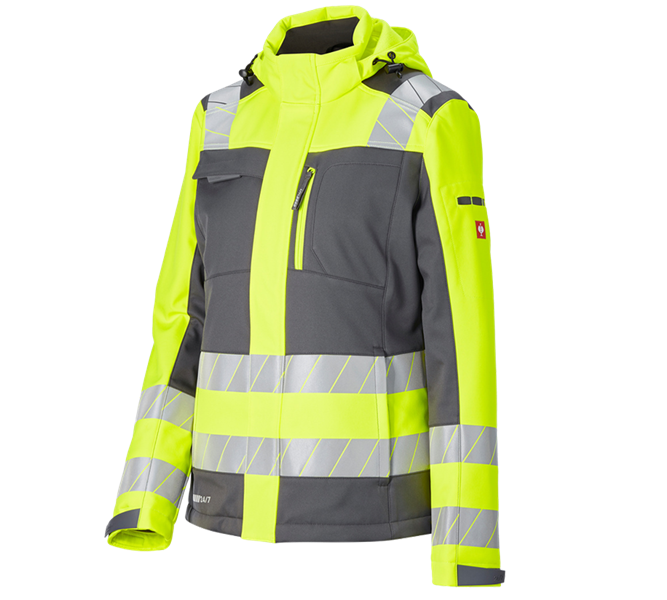 Main view, Softshell Jackets, High-vis winter soft. jacket e.s.motion 24/7,lad., anthracite/high-vis yellow