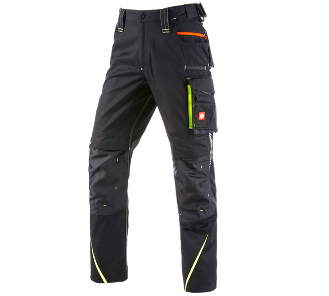 Main view, Work Trousers, Winter trousers e.s.motion 2020, men´s, black/high-vis yellow/high-vis orange