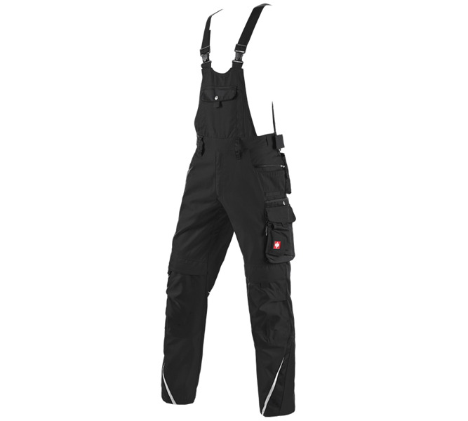 Main view, Work Trousers, Bib & brace e.s.motion, black