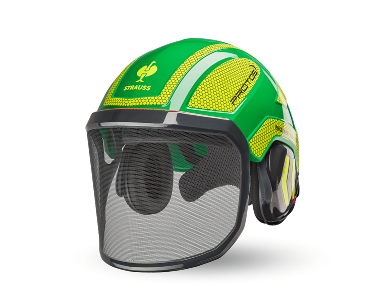 Main view, Head Protectors, e.s. Forestry helmet Protos®, green/high-vis yellow