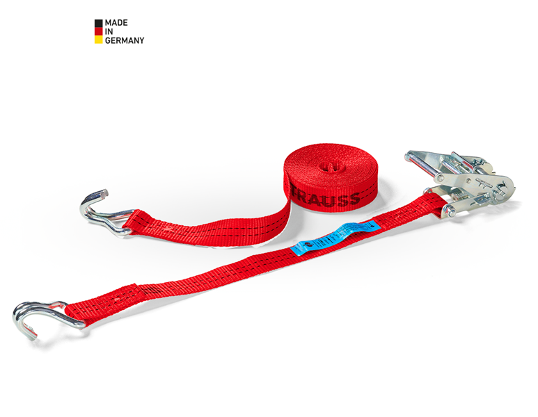 Main view, Load safety, 2 Part Lashing strap with Ratchet + Hooks