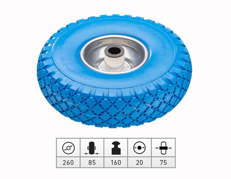 Spare polyurethane wheel with steel wheel rim