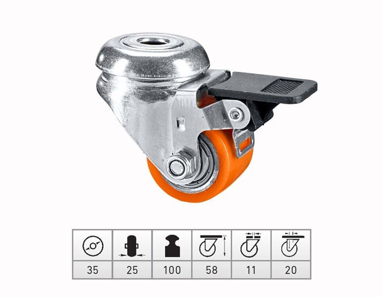 Compact rollers with rear hole + brake