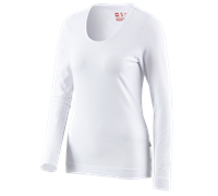 Main view, e.s. Long sleeve cotton stretch, ladies', white