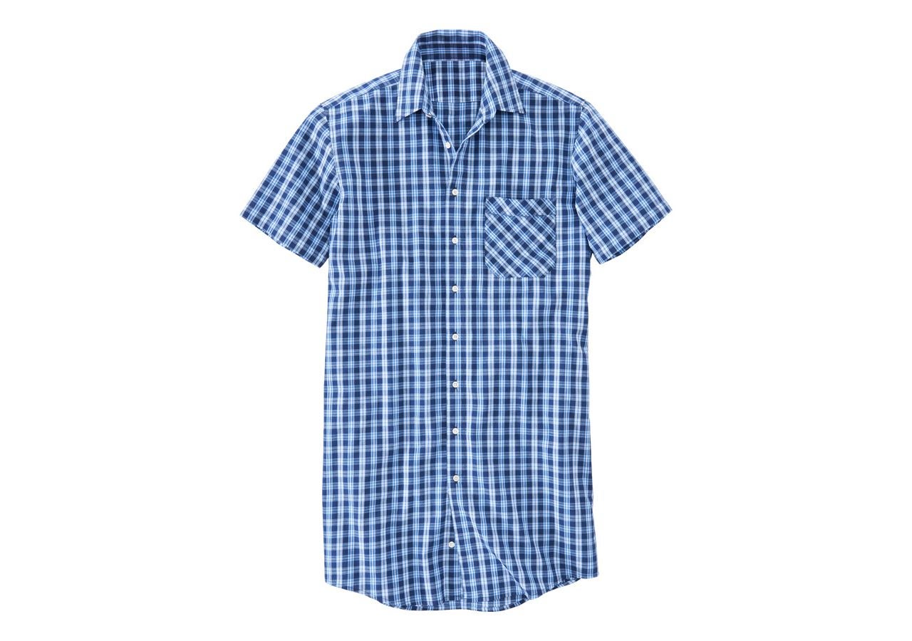 T-Shirts, Pullover & Skjorter: Kortærmet skjorte Lübeck, ekstra lang + mørkeblå/azur/kornblå