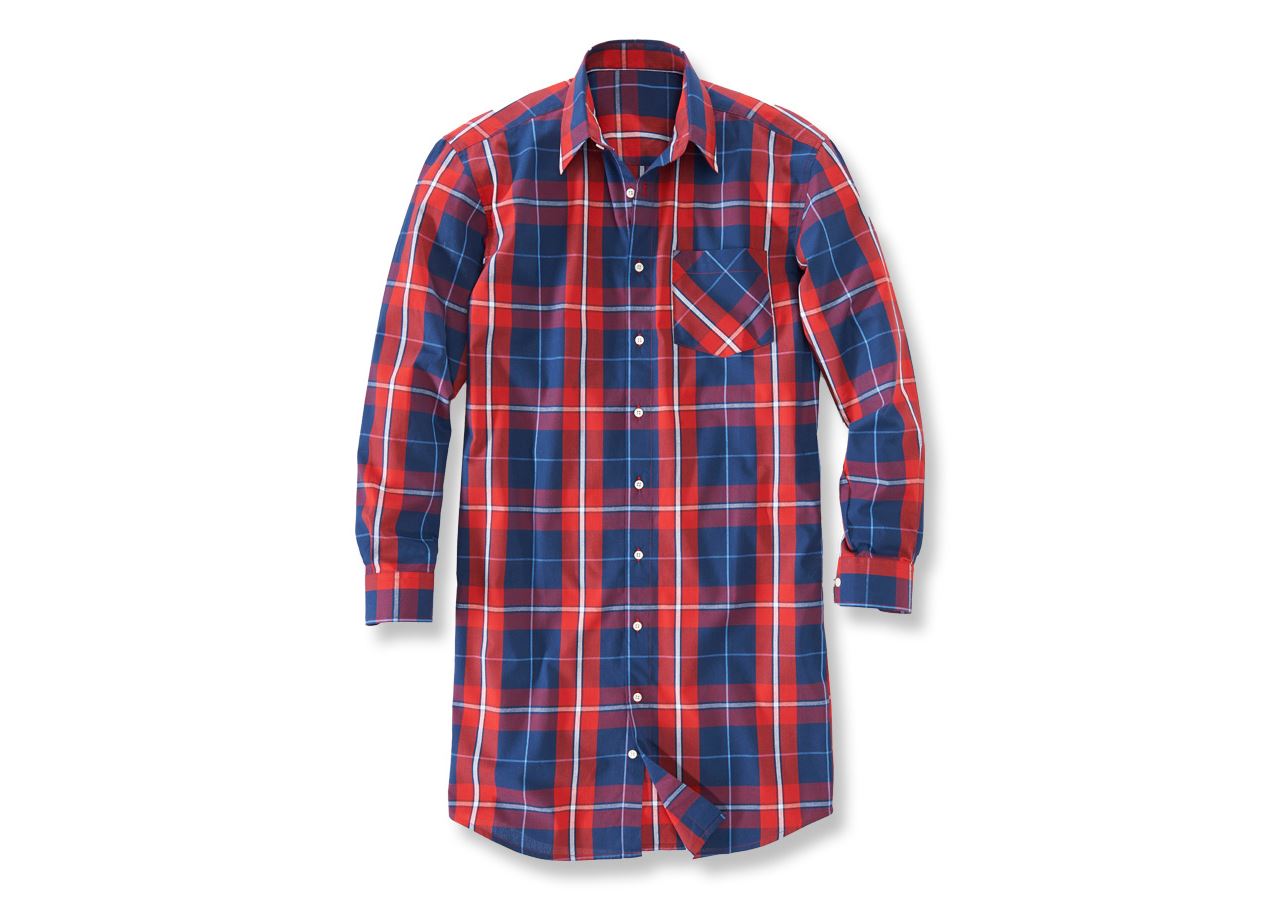 Tømrer / Snedker: Langærmet skjorte Hamburg, ekstra lang + rød/mørkeblå/hvid