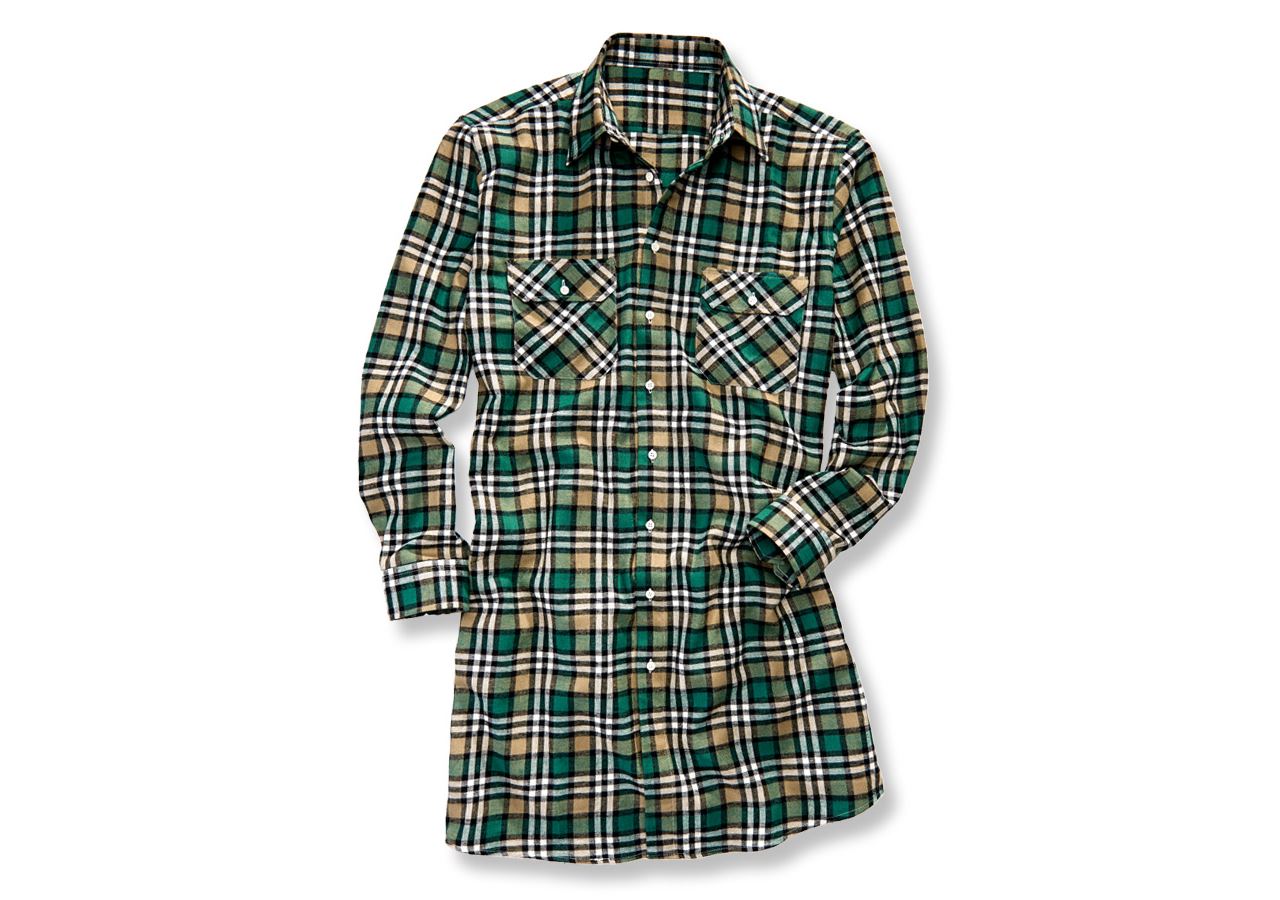 T-Shirts, Pullover & Skjorter: Bomuldsskjorte Bergen, ekstra lang + grøn/sort/gips