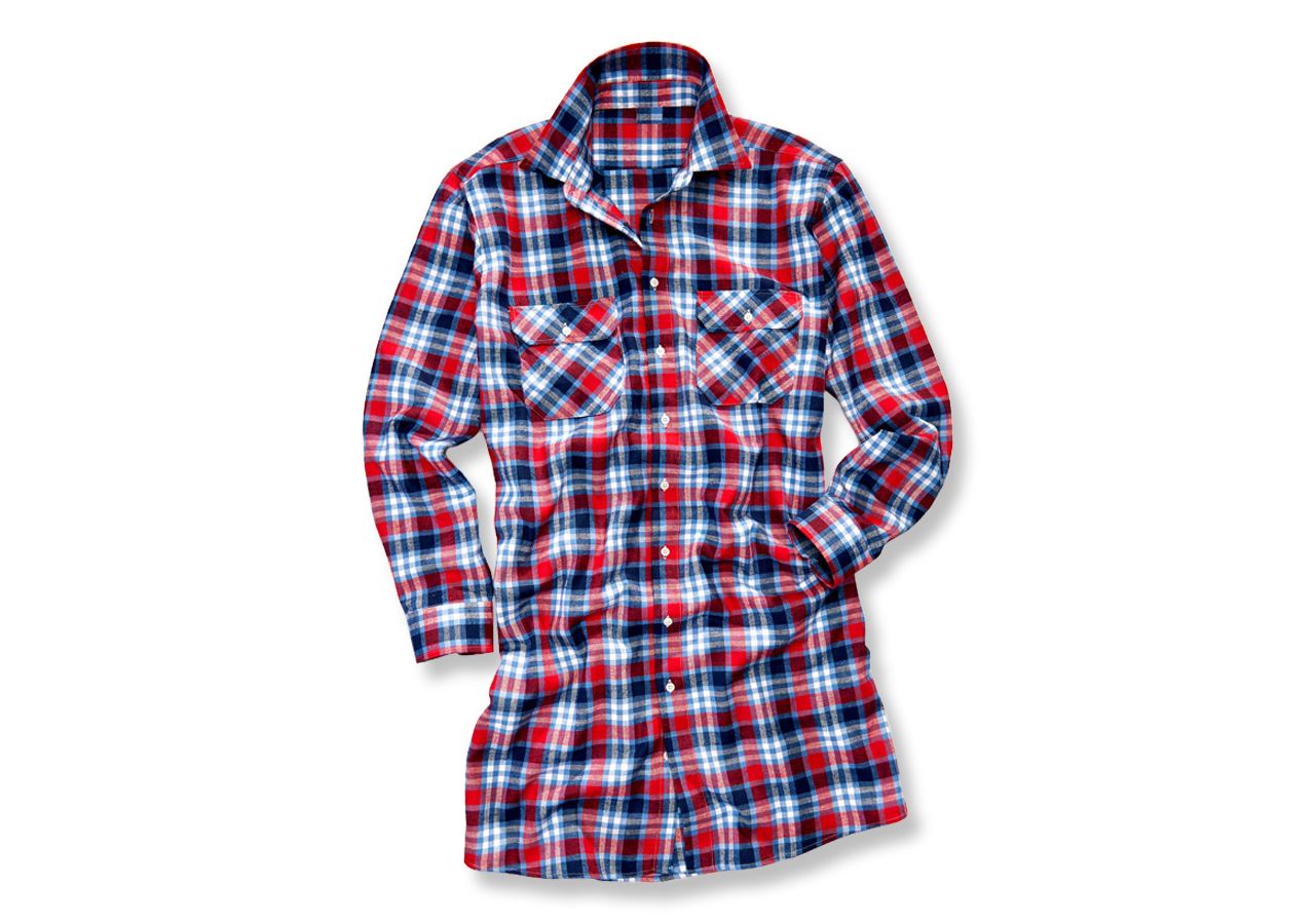Gardening / Forestry / Farming: Cotton shirt Bergen, extra long + red/navy/cobalt