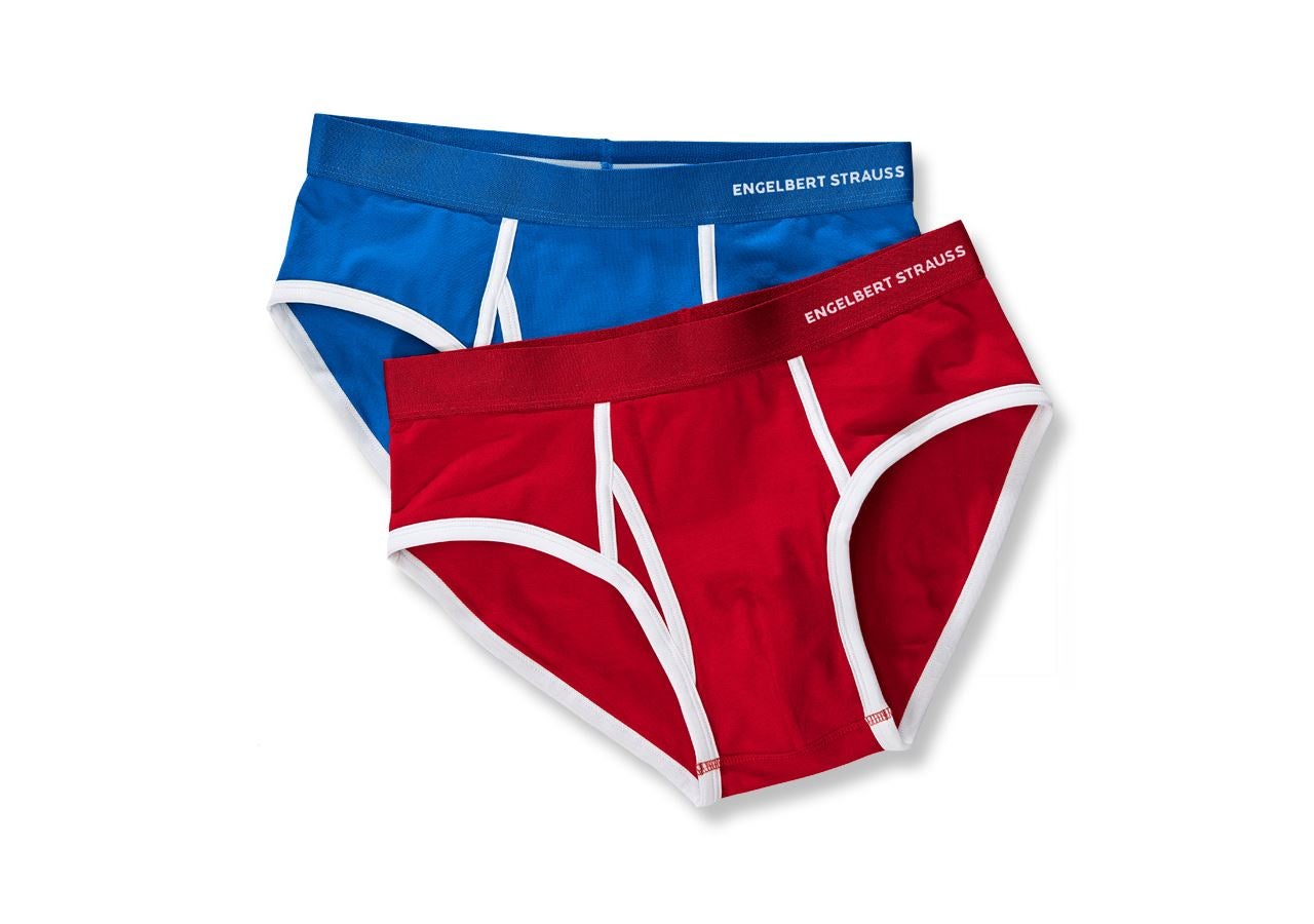 e.s. Cotton stretch briefs colour, pack of 2 gentianblue+fiery red