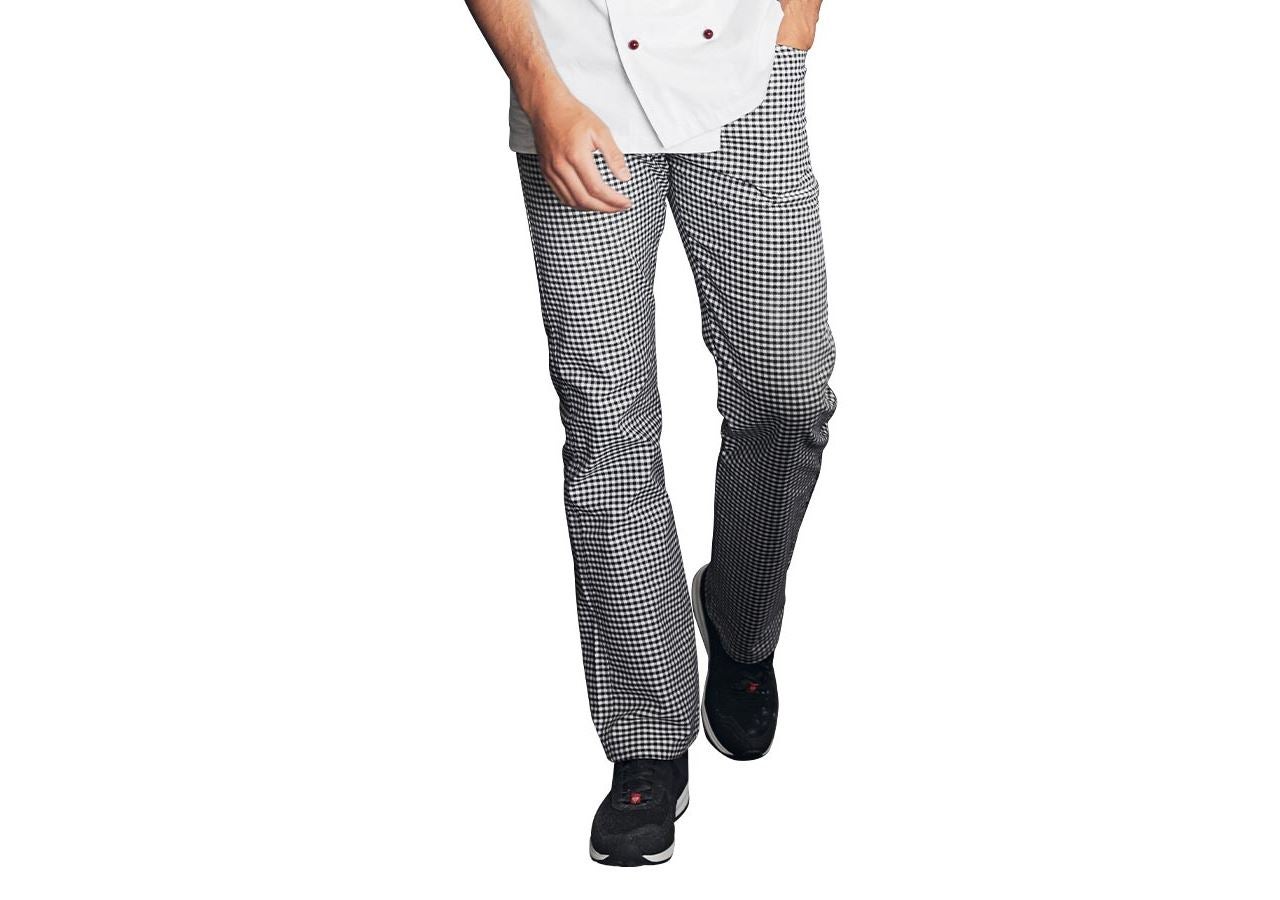 Topics: Stretch Unisex Chefs Trousers + black/white