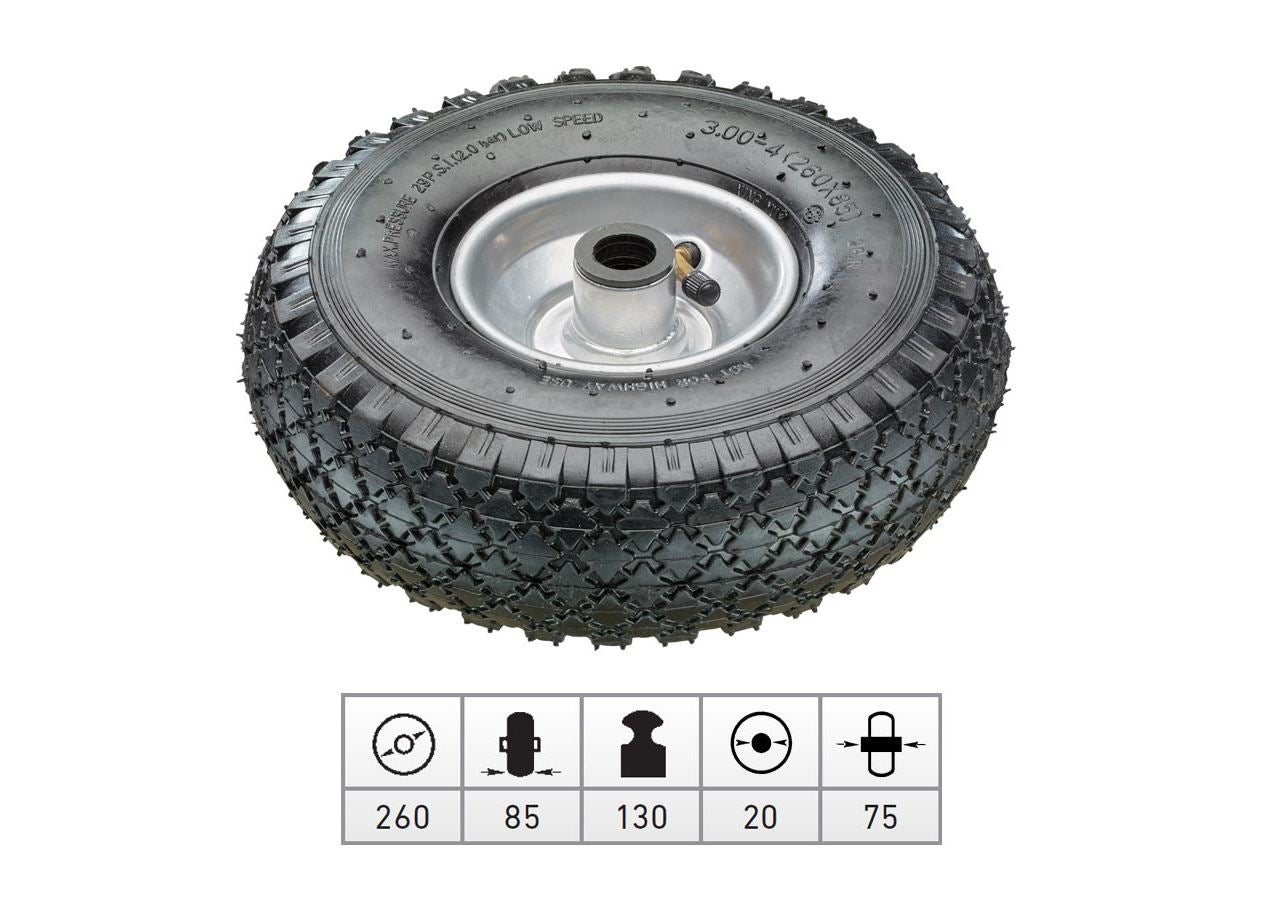 Transport rolls: Spare pneumatic wheel with steel wheel rim