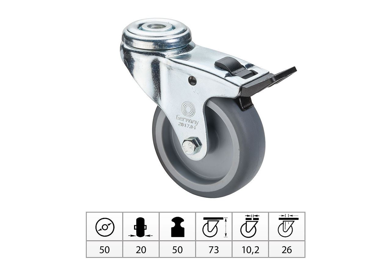 Transport rolls: Guide roll with Wheel-/total fixing brake