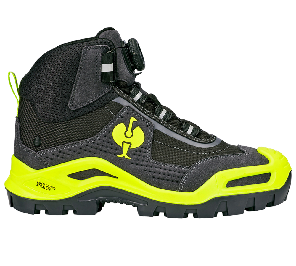 Footwear: S3 Safety boots e.s. Kastra II mid + anthracite/high-vis yellow