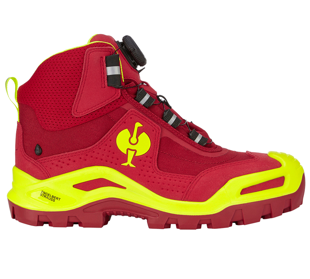 Footwear: S3 Safety boots e.s. Kastra II mid + red/high-vis yellow