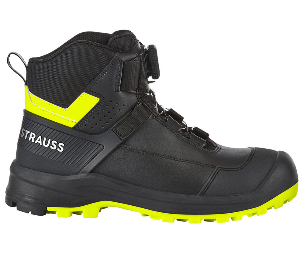 Footwear: S3 Safety boots e.s. Sawato mid + black/high-vis yellow