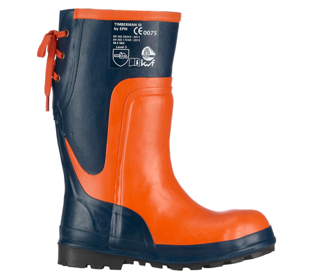SB: SB Forestry safety boots Timberman III + blue/orange