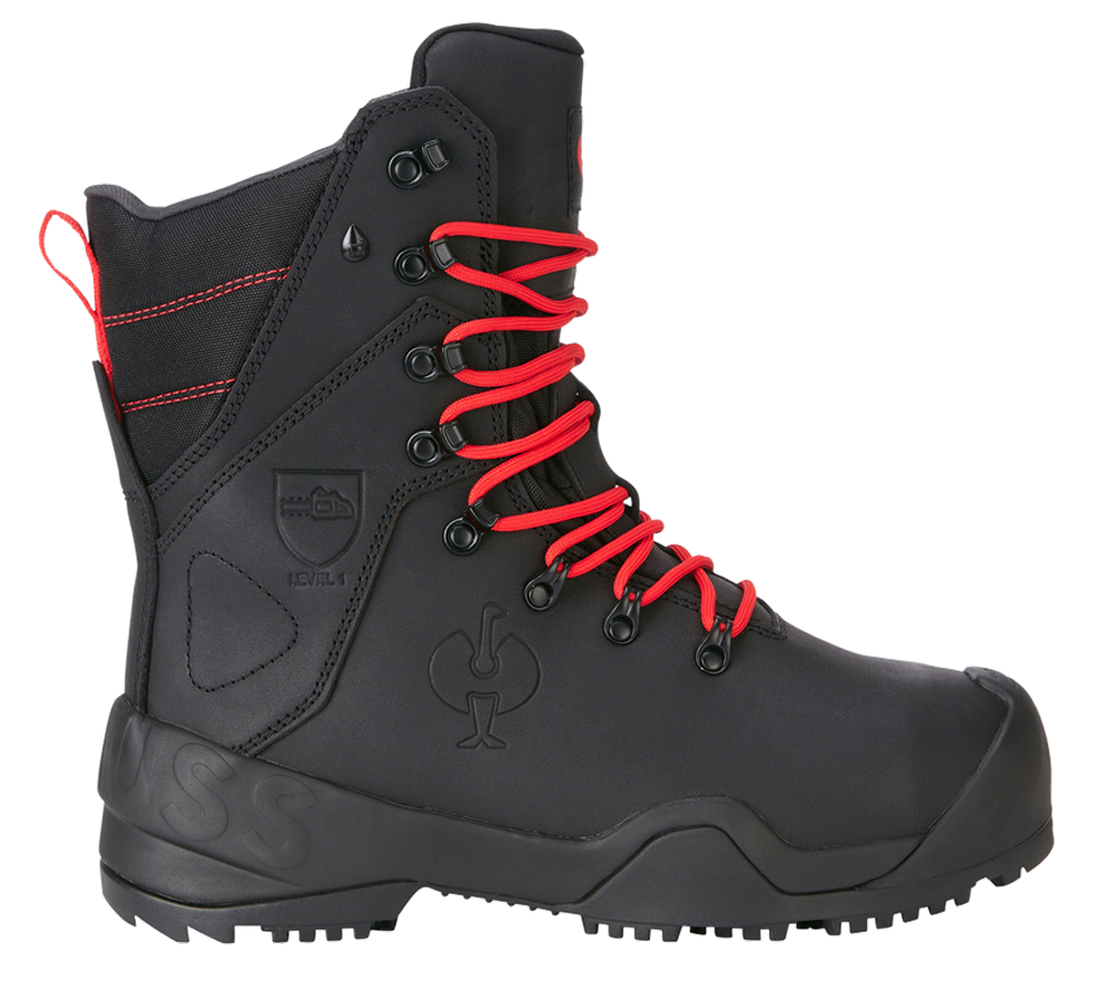 Footwear: S6 Forestry safety boots e.s. Kufstein high + black/straussred