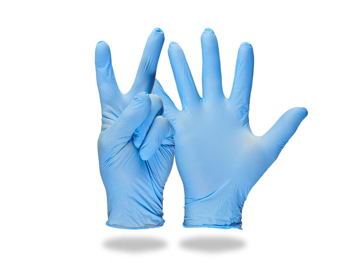 Coated: Disposable nitrile gloves, powder-free + blue