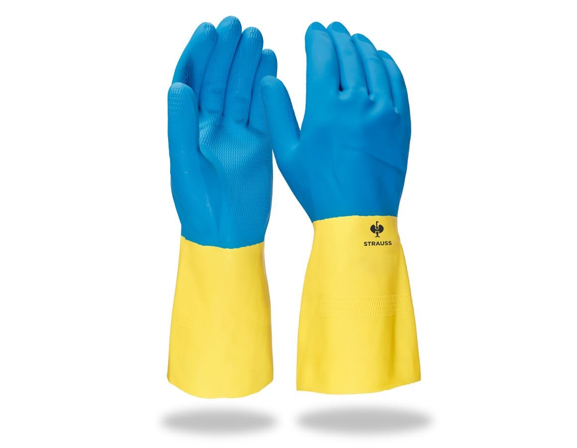 Belagt: Latex-rengøringshandsker Super II + gul/blå