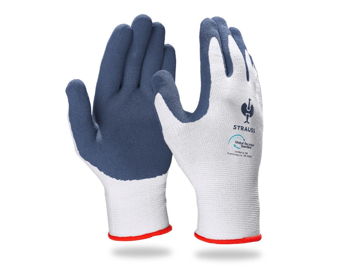 Personal Protection: e.s. Latex foam gloves recycled, 3 pairs + blue/white