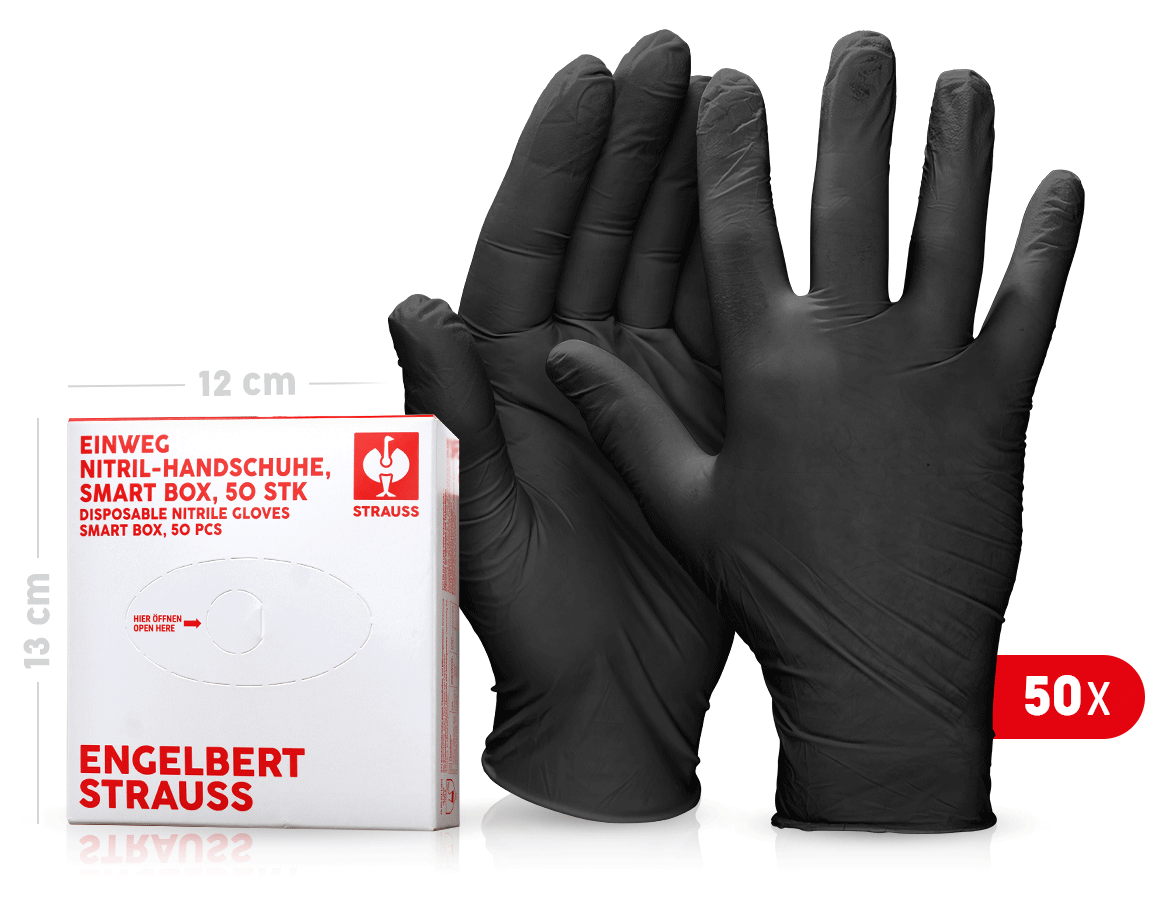 Disposable Gloves: Disposable nitrile gloves, powder-free, smart box + black