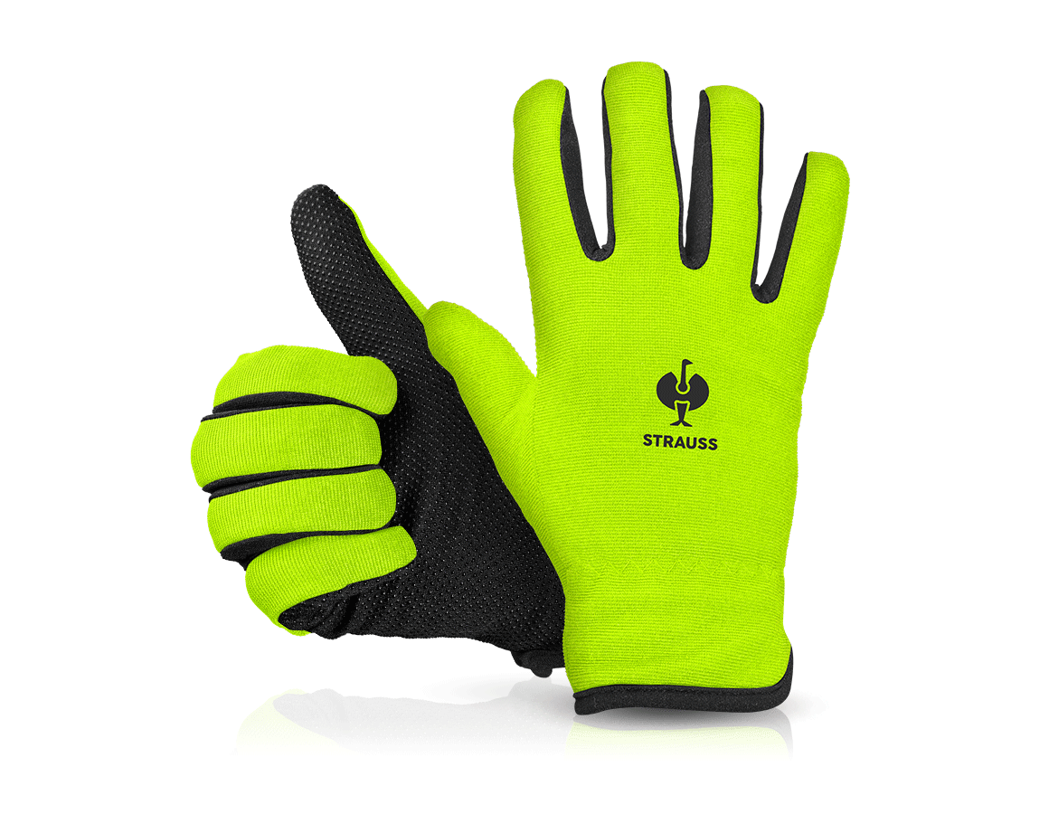 Coated: e.s. Winter gloves Fleece Comfort + high-vis yellow/black