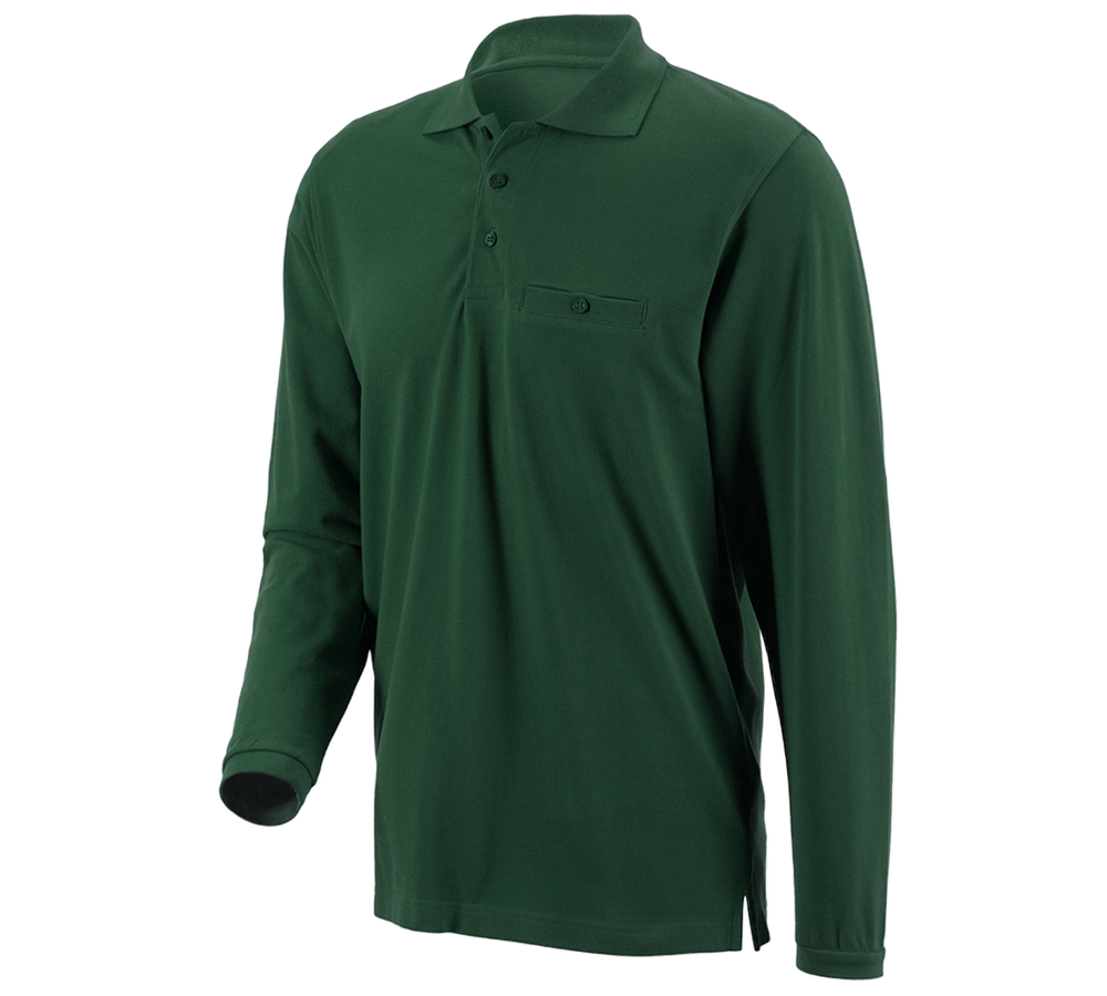 T-Shirts, Pullover & Skjorter: e.s. Longsleeve-Polo cotton Pocket + grøn